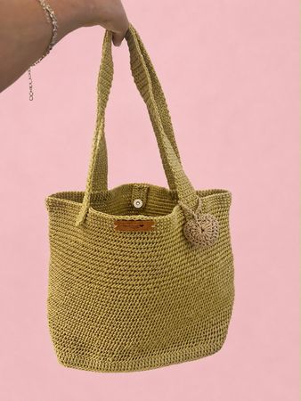Handtasche gehäkelt gelb neuwertig