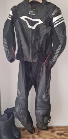 Motorradkombi Leder Gr. 38 + Helm Gr. S + Schuhe Gr. 37