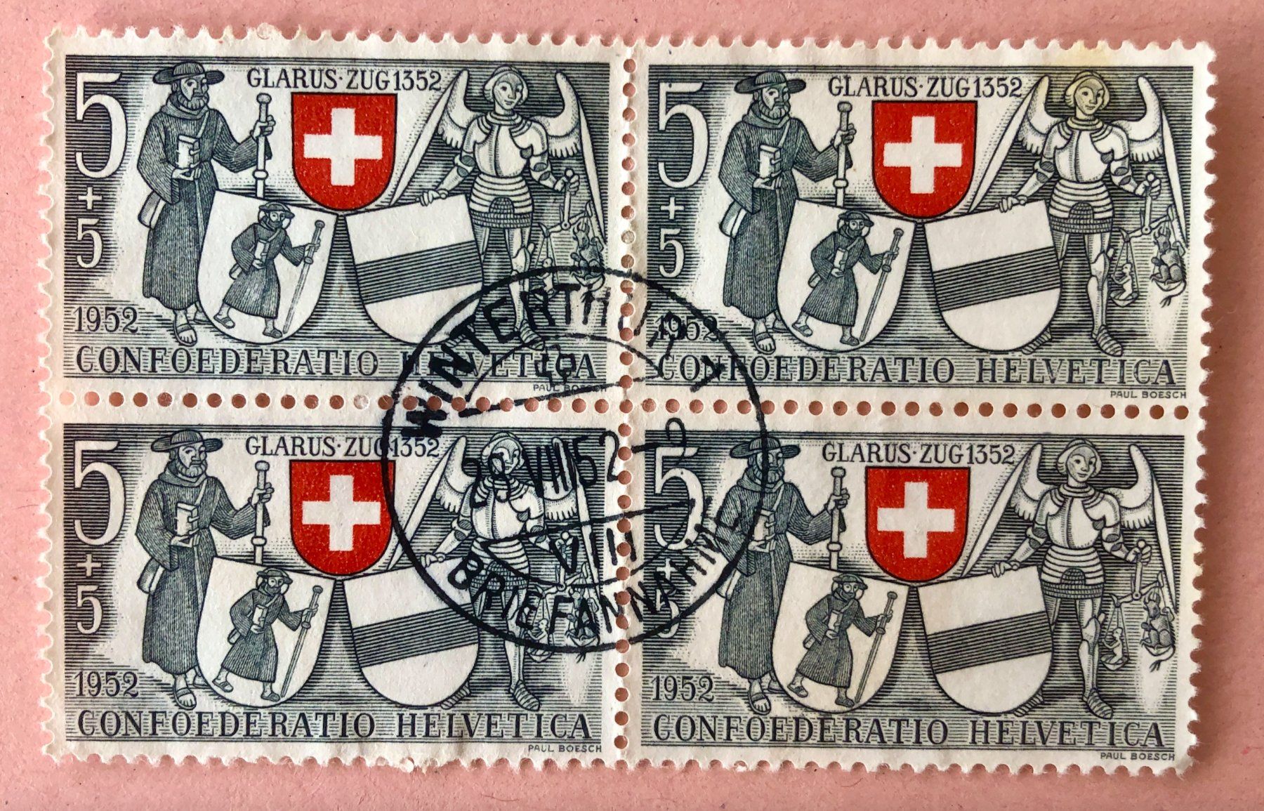 Tutti i francobolli:  Viererblock B 56 Stempelt Winterthur    – Usato da Aarau venduto da Billa007