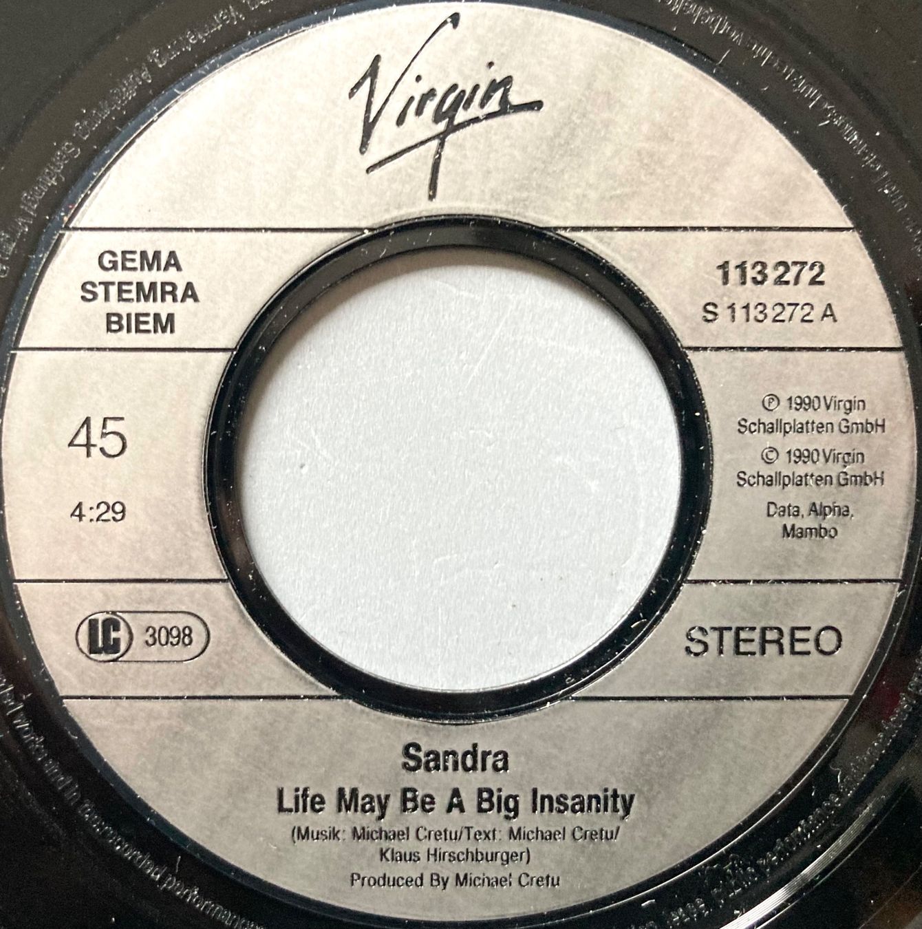 Vinyles: SANDRA (LIFE MAY BE) A BIG INSANITY – D'occasion à Poliez-Pittet par Newtown-Records 2