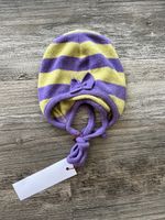 Baby Mütze gestreift lila gelb 42cm