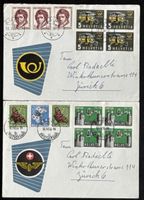 2 Historische Schweiz Briefe Viererblöcke 1956
