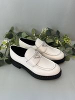 Prada Brushed Leather Loafers White — 42 EU — NEW 🤍