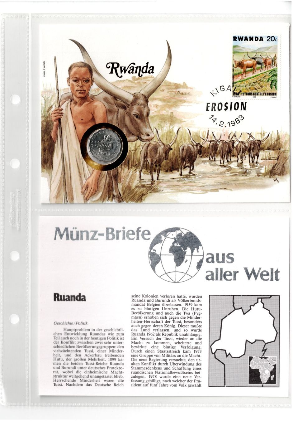 Tutti le monete: Ruanda_1983_Münzbrief mit Beschreibung – Usato da Hombrechtikon venduto da Fraese01