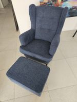 Sessel mit Fusshocker blaue Stoffoptik sehr guter Zustand