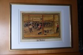 Babeli Giezendanner - "Die Melker" im Goldrahmen 31 x 42 cm