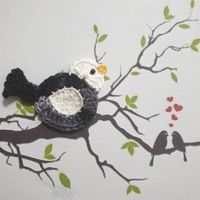 1 Stück Vogel Spatz (R) gehäkelt , crochet, uncinetto 755
