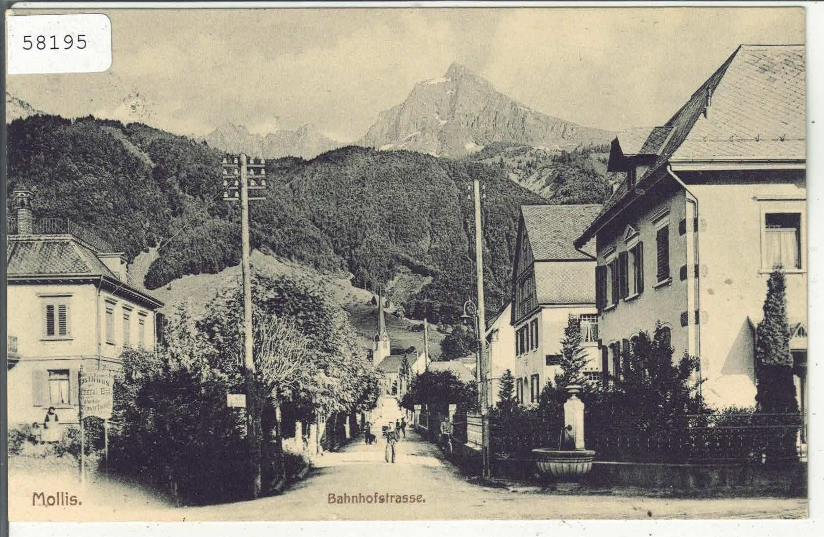 Cartoline postali: Mollis - Bahnhofstrasse - animee – Usato da Ettingen venduto da Kartenplanet
