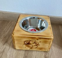 Hundenapf Edelstahl mit Holzgestell Pfote 🐾 400 ml