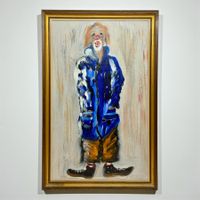 CONTI, REGINA (1888-1960) - Peinture à l'huile pavatex Clown