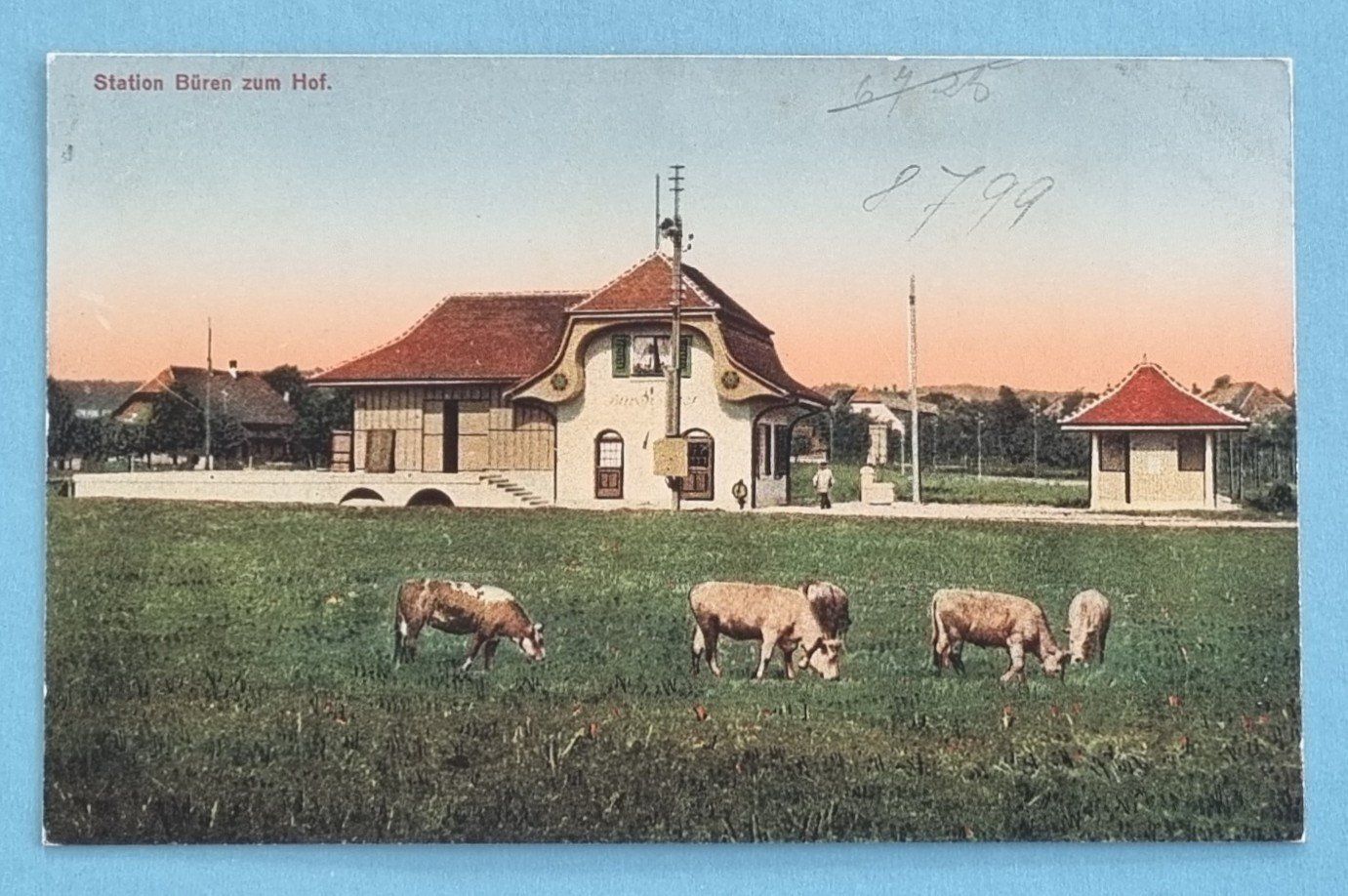 Cartoline postali: Büren - Station - Bahnhof - Solothurn-Bern Bahn – Usato da Rothrist venduto da RROENK
