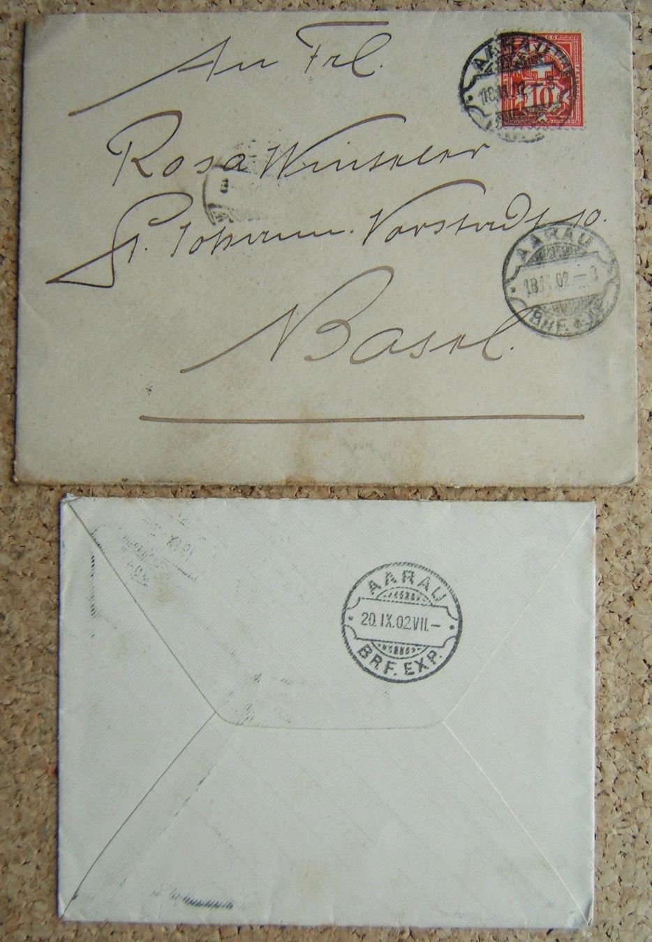 Tous les timbres: 2 BRIEFE MIT RASIERKLINGENSTEMPEL AARAU 1902 – D'occasion à Brunnen par Nonne04