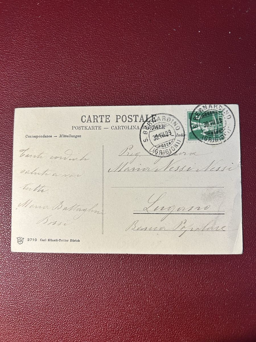 Cartoline postali: San Bernardo 1909 – Usato da Breganzona venduto da Milesbo 1