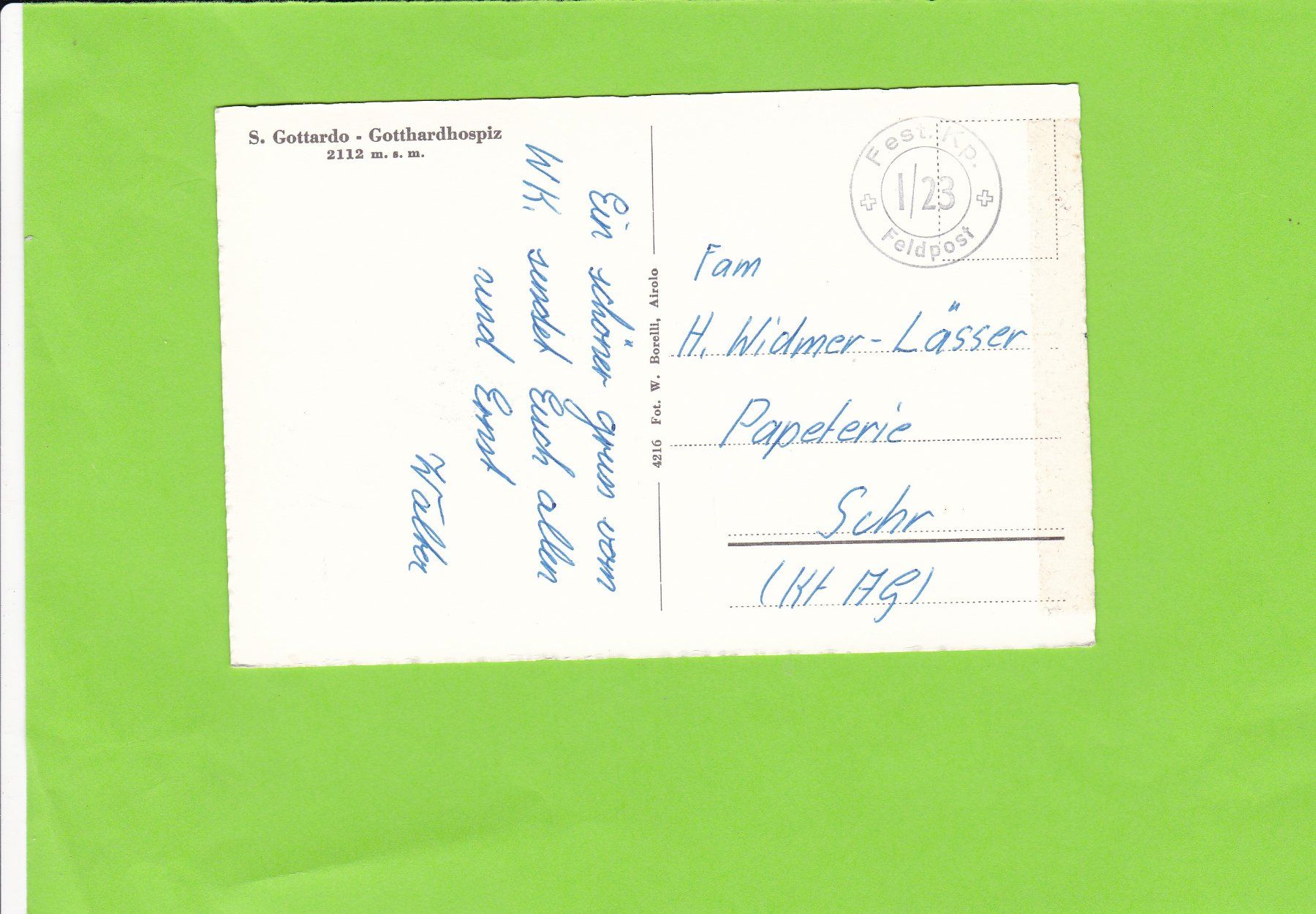 Cartoline postali: Gotthardhospiz-Oldtimer-Schneemauern-Feldpost – Usato da St. Peterzell venduto da neckertal 1
