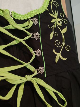 Dirndl Trachten Kleid vestito nero verde tg 42 OKTOBERFEST