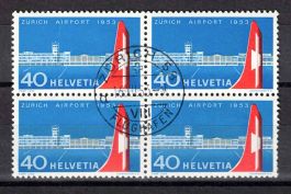 1953 Flughafen Zürich im 4er-Block ʘ