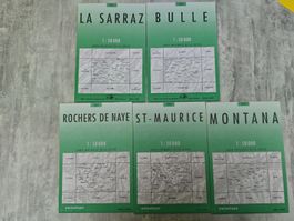 Lot de 5 cartes nationales Swisstopo 1:50'000 