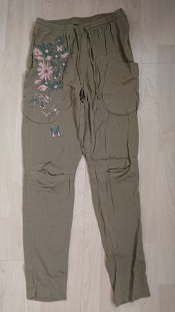 Damen Stoff Hose Gr. 36 Olivegrün 100% Viscose