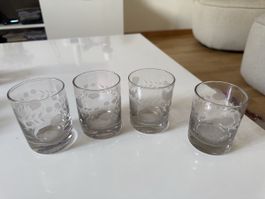 4 antike Bleikristall-Schnapsgläser / Stamper