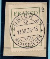 ZÜRICH 11.VI.38   Vollstempel   FZ 3