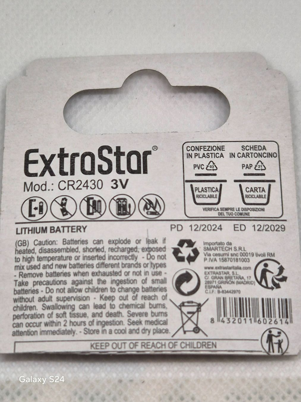 Accus & piles: Extrastar CR2430 3V Lithiumbatterie - Neu – Neuf avec emballage d'origine à Losone par bal_gfp6 1