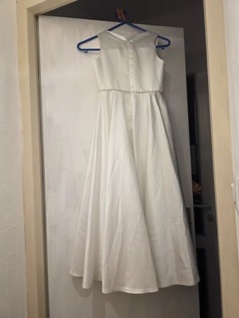 Taufkleid, Kommunion, Hochzeit Blumenkind Kleid weiss Perlen