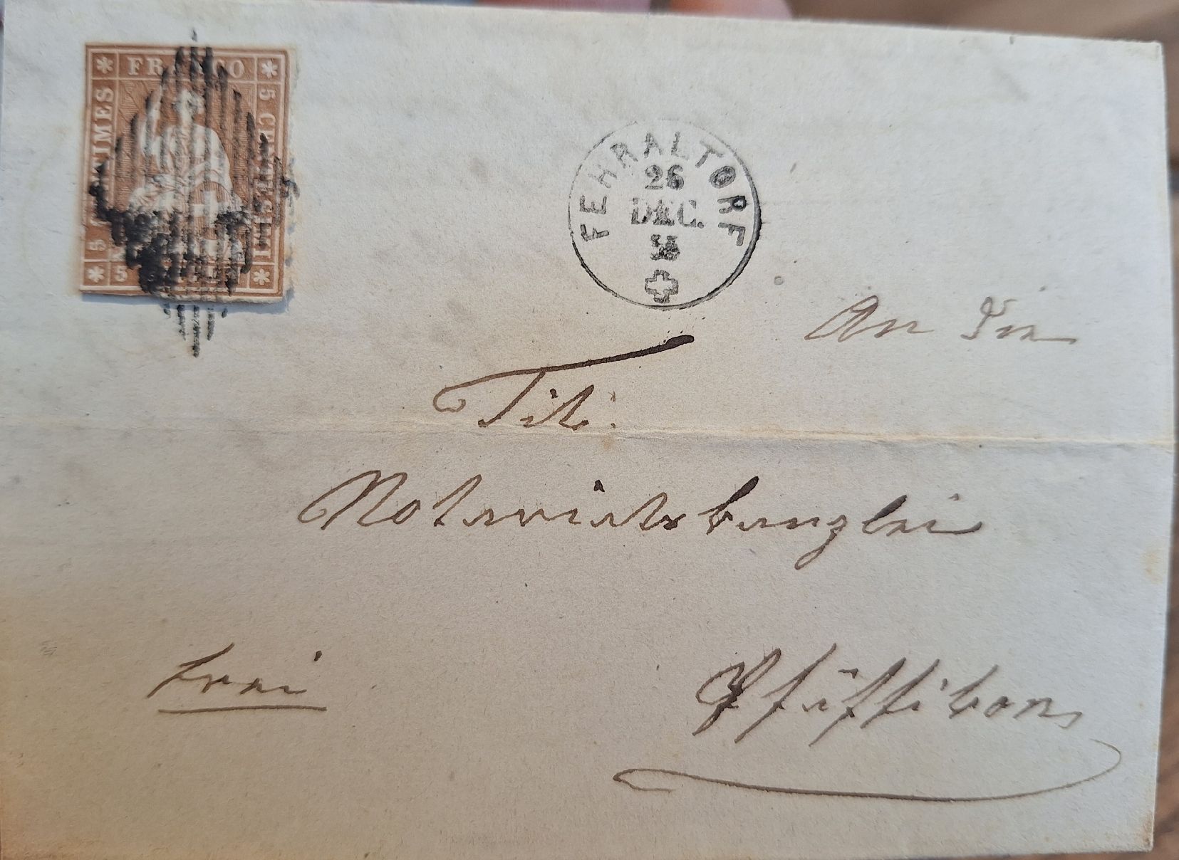 Tutti i francobolli: Strubelbrief 22C Kat. 270.- Fehraltorf – Usato da Balgach venduto da SIMEON27