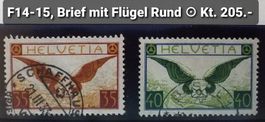Fp4) F14-15, Brief mit Flügel Satz gestempelt Kt. 205.-