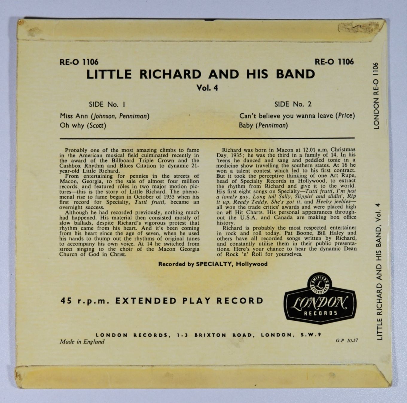 EP: LITTLE RICHARD and his Band - Vol. 4 (Gebraucht) in Frenkendorf für ...