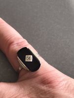 EDEL ART DECO ONYX Silber Ring Rg60 fein gestalt. sehr edel