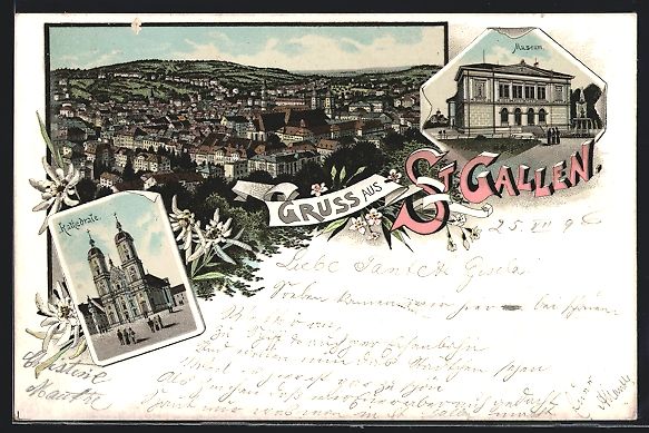 Cartes postales: Litho St. Gallen, Teilansicht, Kathedral – D'occasion à Berlin par bartko-reher