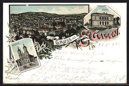 Litho St. Gallen, Teilansicht, Kathedral