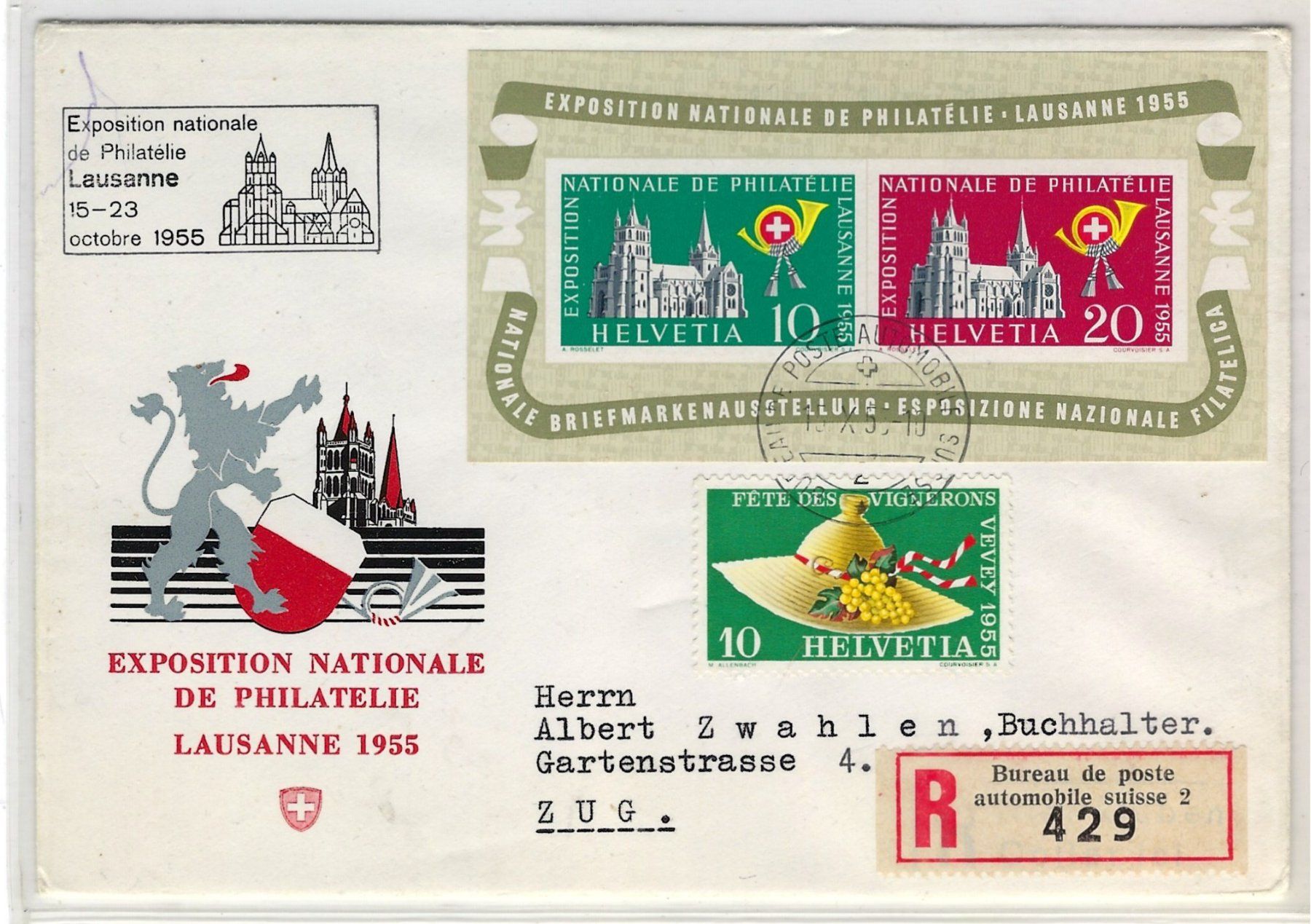 Tutti i francobolli: 1955 Brief Lausanne Block    15855 – Usato da Lunden venduto da Animus999