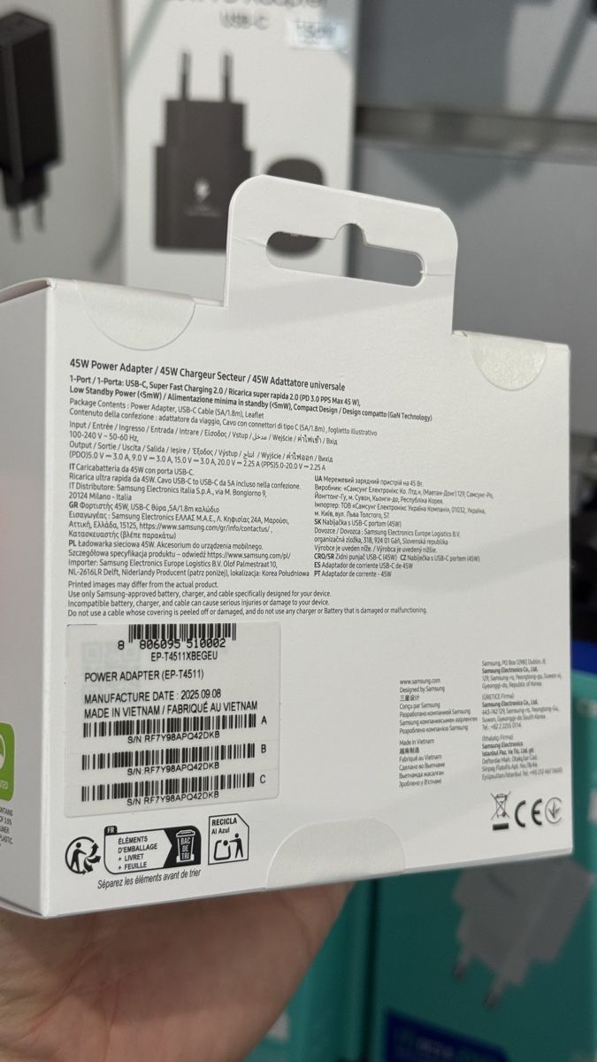 Samsung Caricabatterie: Chargeur Samsung original 45W Super Rapide -avec câble USB-C – Nuovo e nell'imballaggio originale da Morges venduto da DigiAC 1