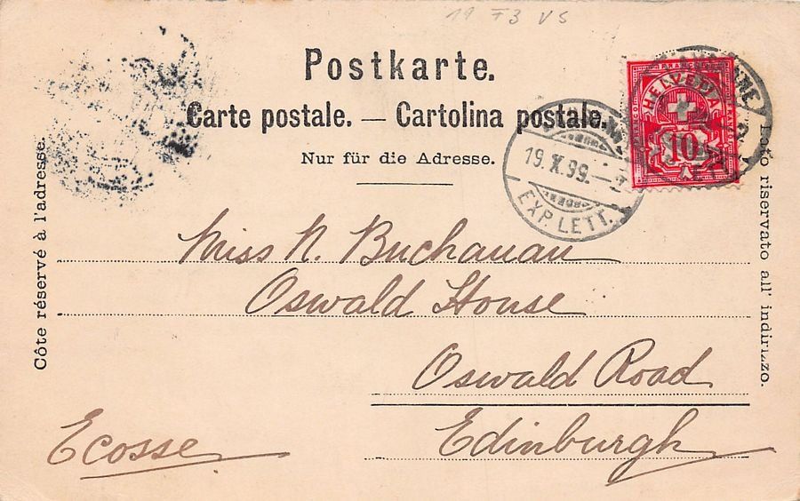 Cartoline postali: Saas-Fee, Vorläufer, gelaufen 1899 – Usato da Frauenfeld venduto da POML 1