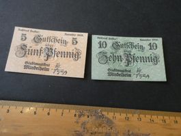 Dt. Reich, Mindelheim, 2 Notgeldscheine