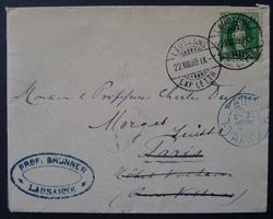 67B auf Brief, LAUSANNE nach PARIS Frankreich - MORGES VD