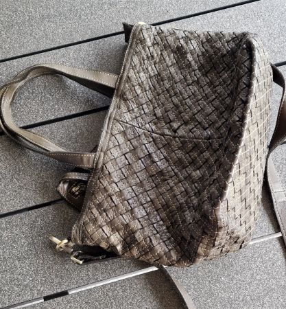 Handtasche Vera Pelle geflochtenes Leder olivengrün neu