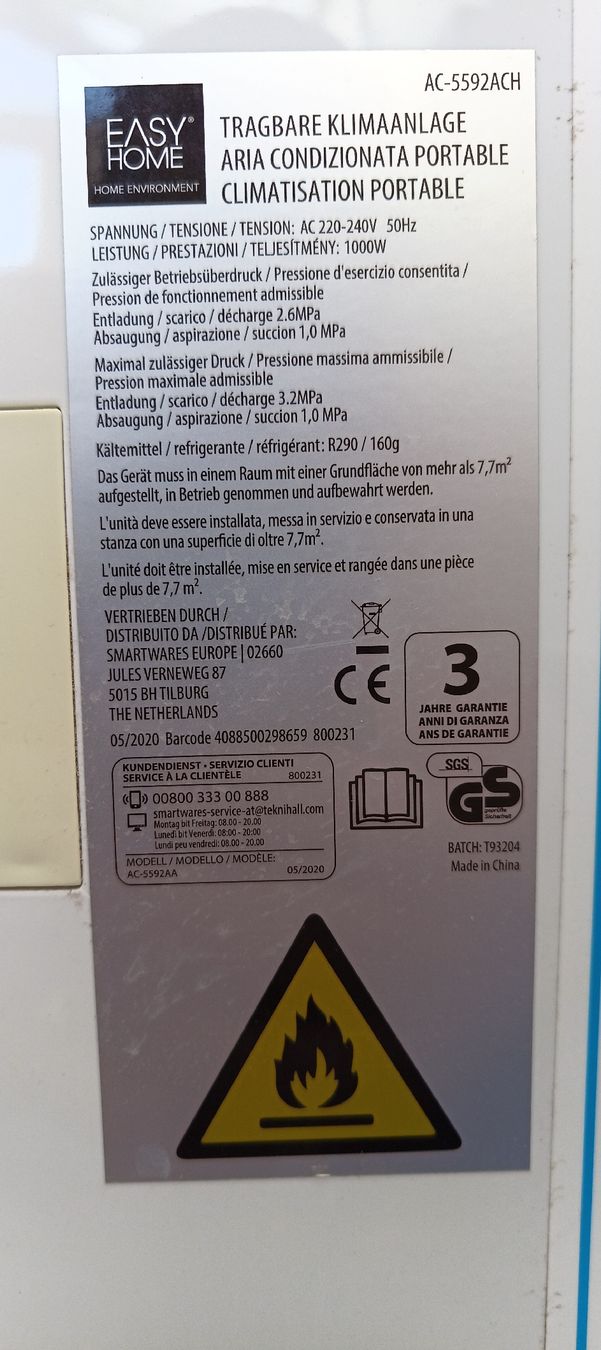Condizionatori: Climatizzatore EASY HOME portatile – Usato da Orselina venduto da redpanda 2