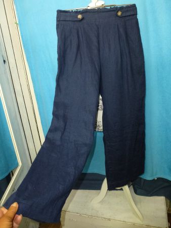 ESPRIT LEINENHOSE IN MARINEBLAU GR 36 REINES LEINEN WEITES B