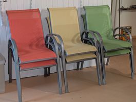 Sechs Gartenstühle Metall mit Textilbezug gebraucht