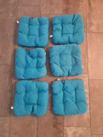 6er Set türkisblaue Stuhlkissen - ideal für den Sommer!