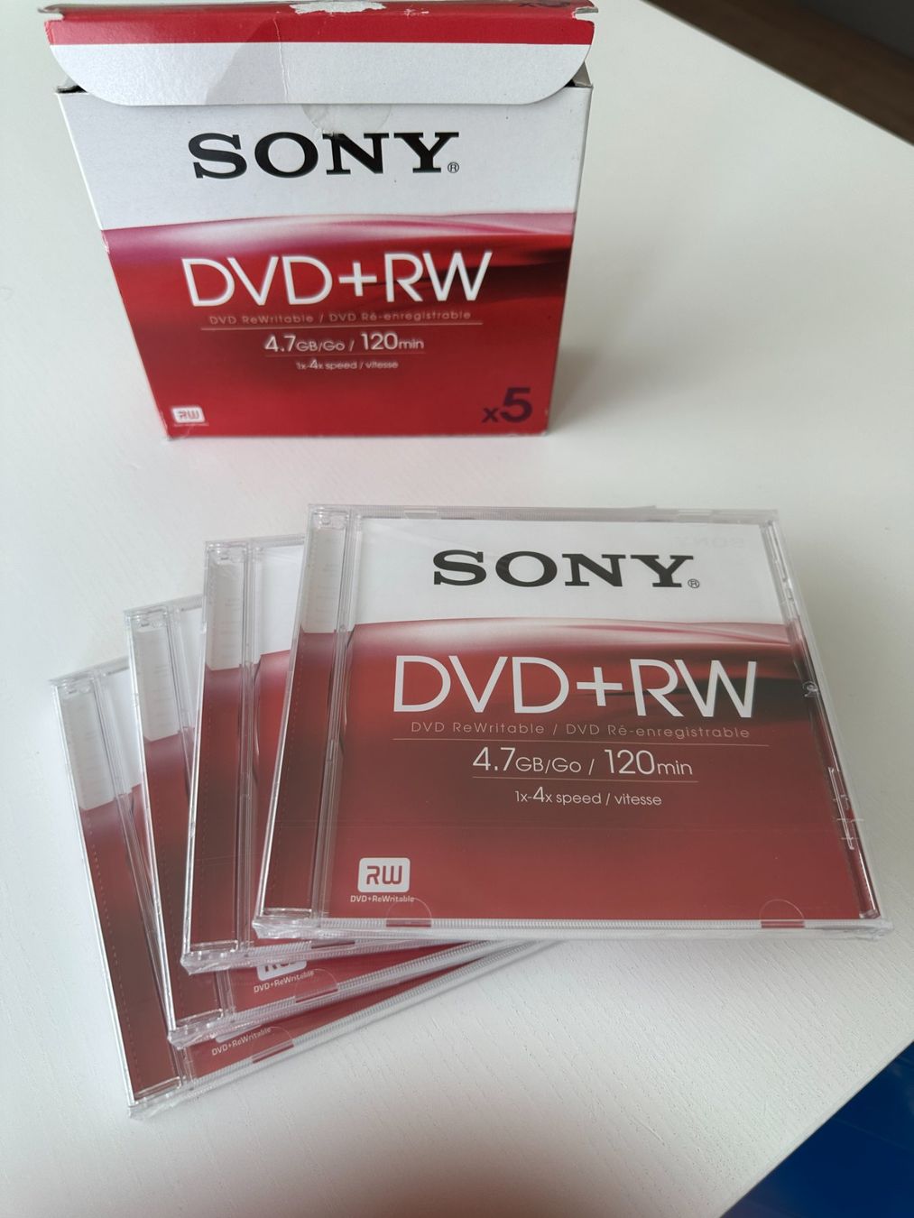 Alle DVDs: DVD+RW Rohlinge (Sony, 4 Stk.) – Neu (gemäss Beschreibung) aus Nottwil von grabi77