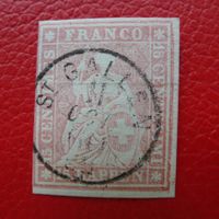 1860: 24G (24B4.a) tolles Eckrandstück von St.GALLEN
