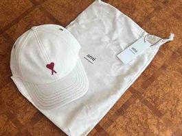 AMI Paris Cap weiss mit rotem Herz Logo neu