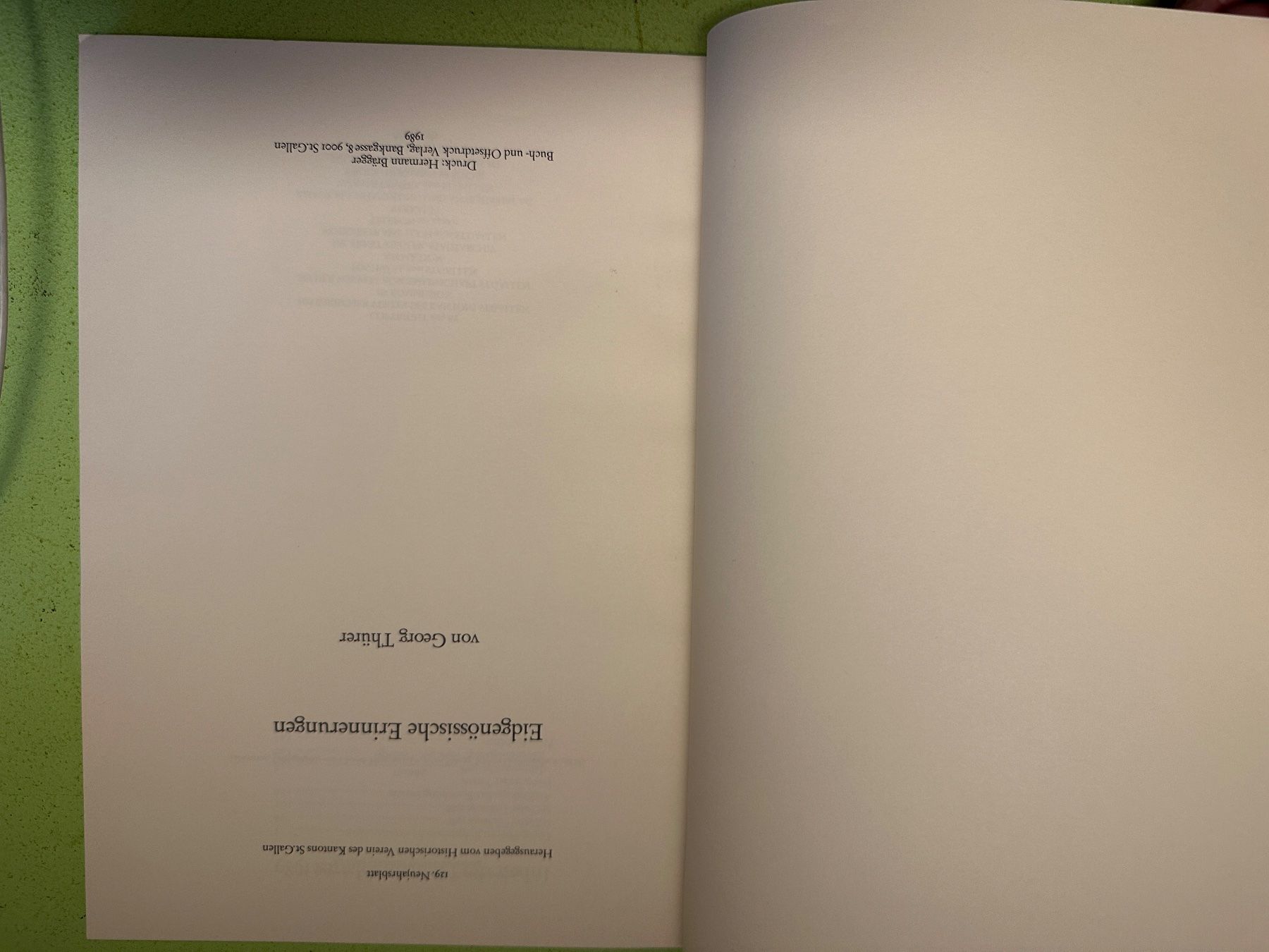 Libri: Georg Thürer: Eidgenössische Erinnerungen. – Usato da Zürich venduto da allp 2