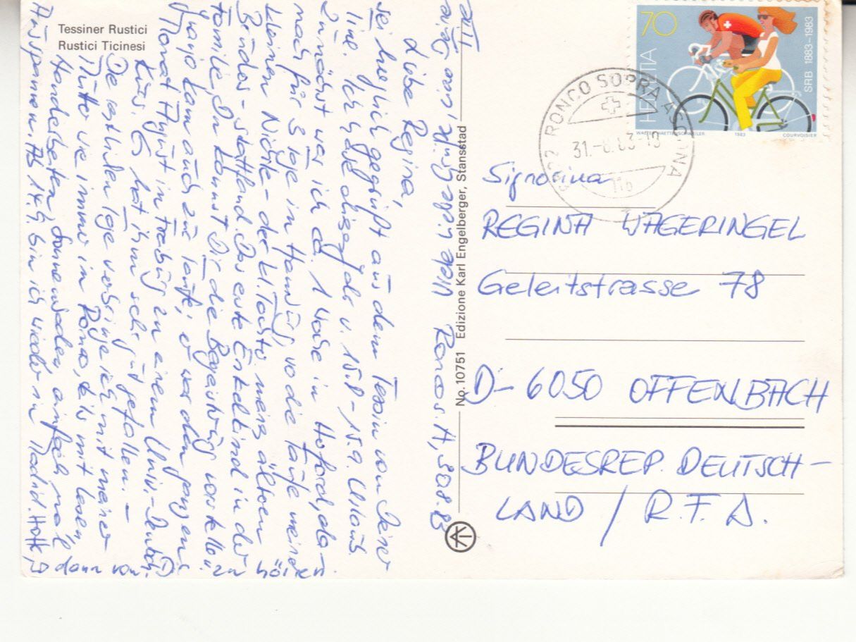 Cartoline postali: Tessin Rustici 1983 – Usato da Bürglen TG venduto da StampGraf 1