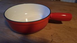 Fondue-Caquelon Gusseisen  Email rot, unbenutzt