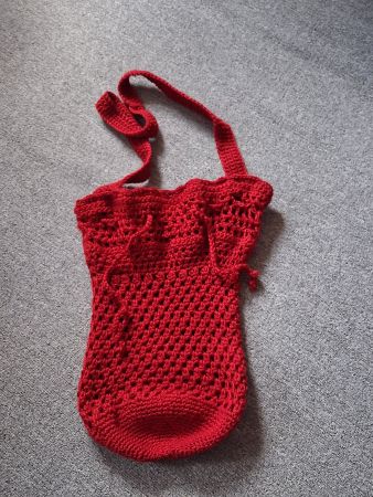 Gehäkelte Handtasche Rot, Wolle