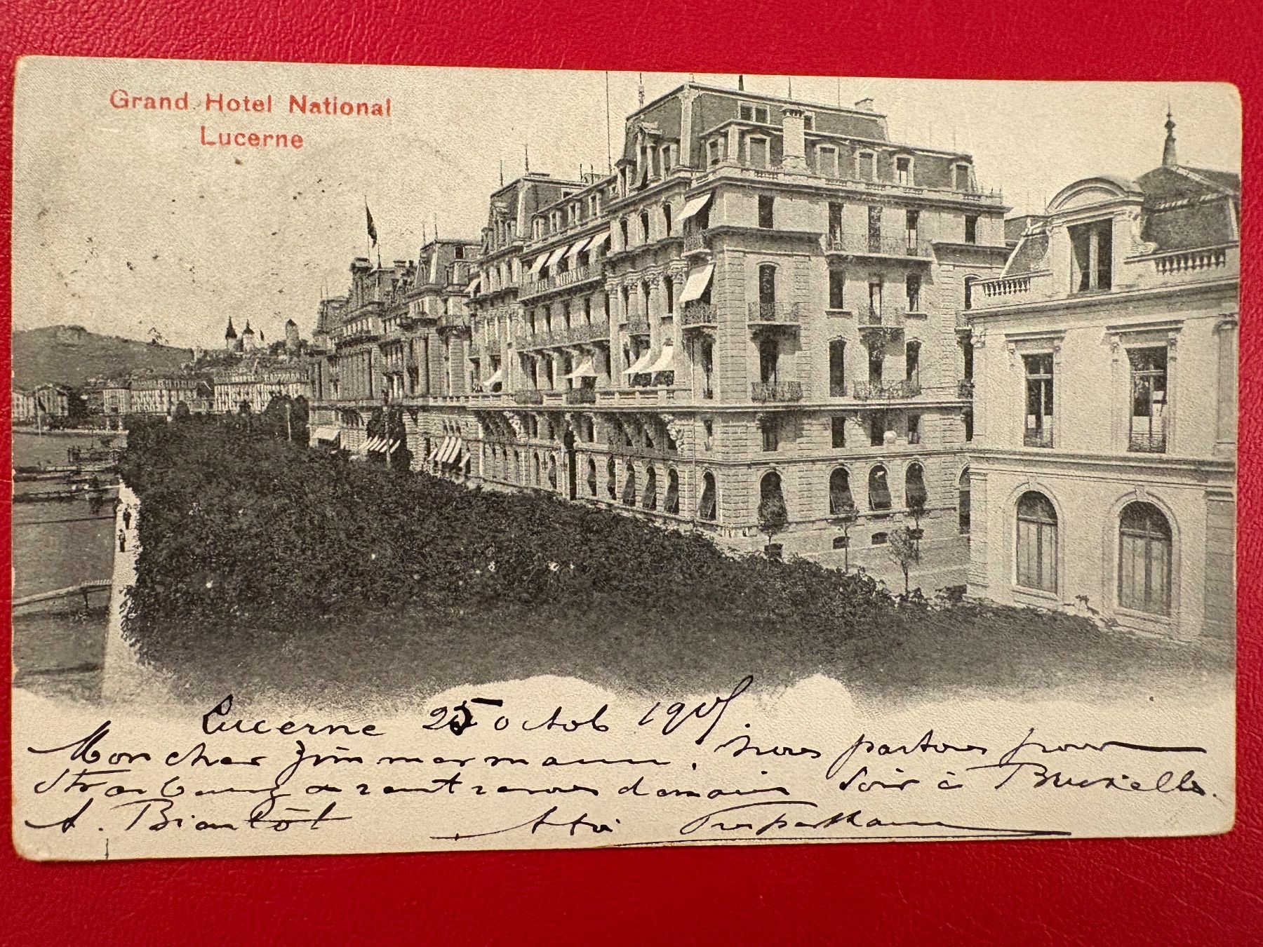 Cartoline postali: 1905 // Lucerne - Grand Hotel National – Usato da St-Légier-Chiésaz venduto da Theo006